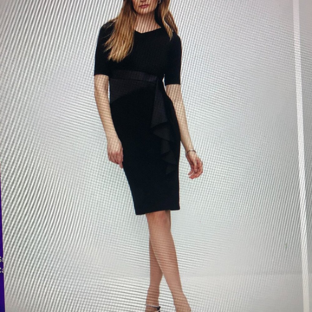 Black Dress with Cascading Satin Ruffle
